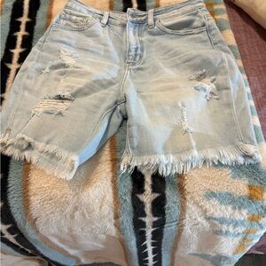 KanCan Light Wash Distressed Denim Jean Shorts